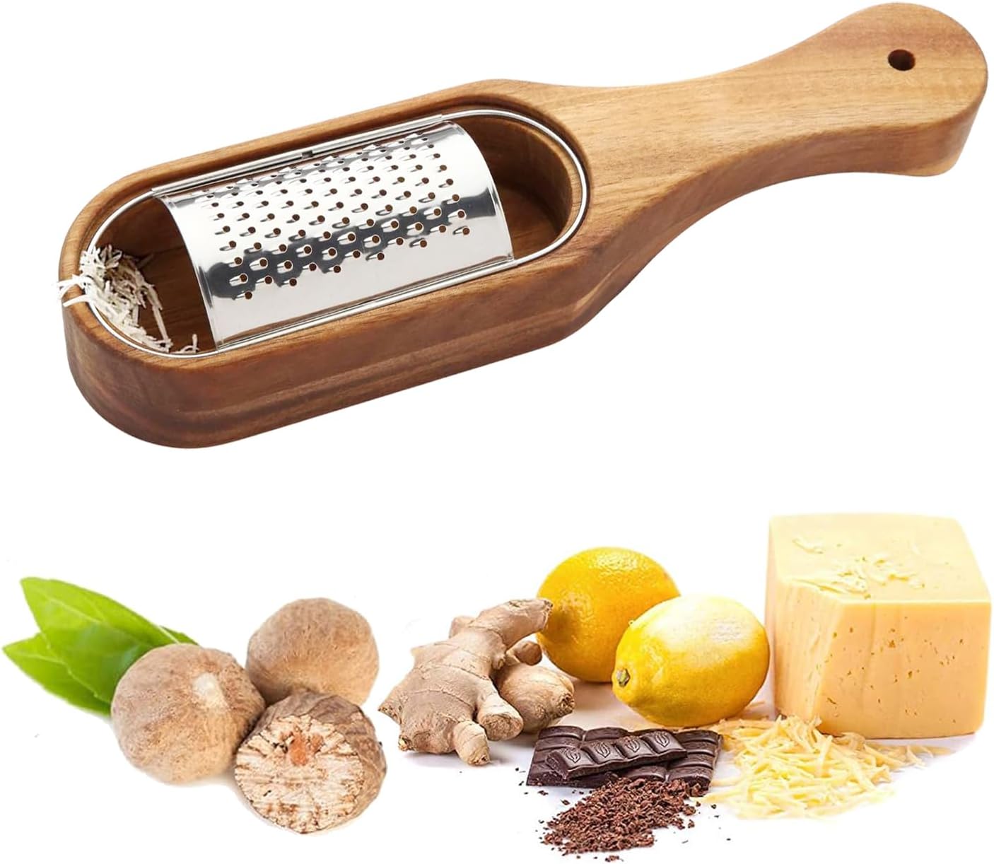 Ycagrain Râpe à fromage en bois avec poignée et espace de rangement pour fromage, citron, chocolat Ycagrain Râpe à fromage en bois avec poignée et espace de rangement pour fromage, citron, chocolat