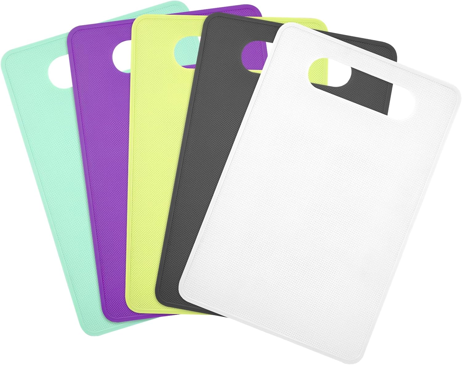 Lot de 6 planches à découper en plastique souple extra épais avec icônes alimentaires et poignées faciles à saisir, passent au lave-vaisselle Lot de 6 planches à découper en plastique souple extra épais avec icônes alimentaires et poignées faciles à saisir, passent au lave-vaisselle