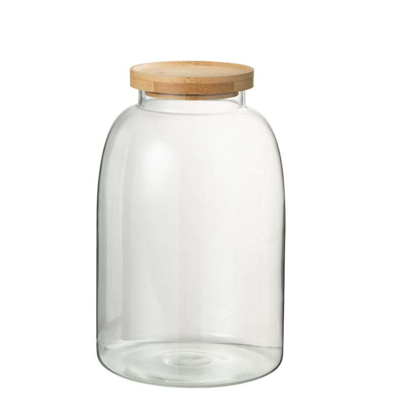 AllModern Grand pot en verre transparent avec pot de rangement en bois