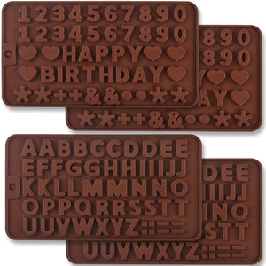 Moules En Silicone Lettres Et Chiffres - Lot De 2 - Pour Gâteaux, Bonbons, Chocolat - De -60°C à +230°C