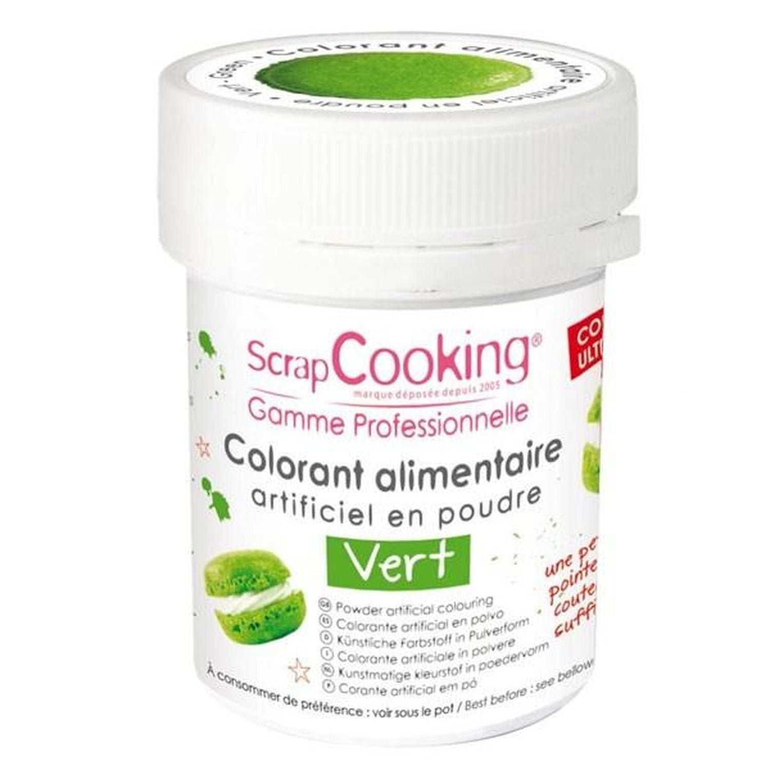 Colorant alimentaire en poudre 15 g - vert Scrapcooking - www
