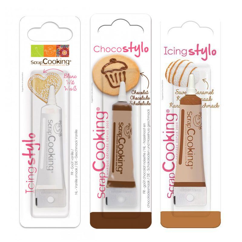 3 stylos alimentaires - chocolat, caramel & blanc Scrapcooking 