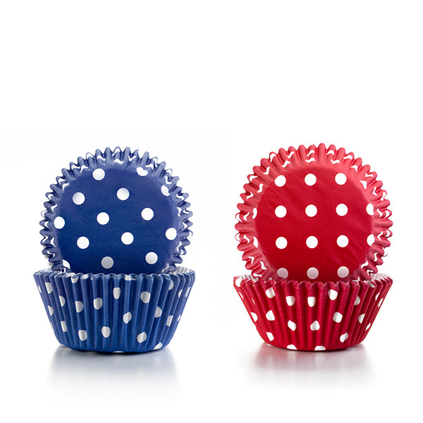 Caissettes à cupcakes bleues et rouges 100 pièces Ibili - www