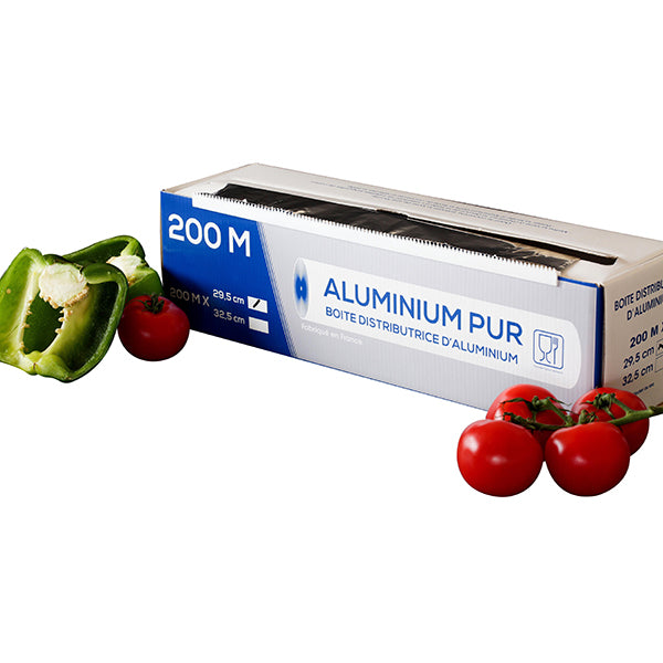 Rouleau d'aluminium alimentaire Alubox 200 m x 29 cm 14 microns