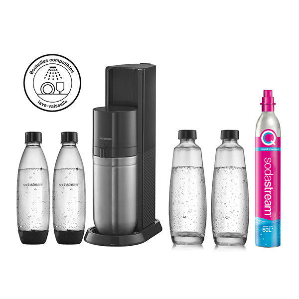Machine à soda et eau gazeuse Sodastream Pack avantage DUO noir QC avec 2  bouteilles en verre et 1 bouteille