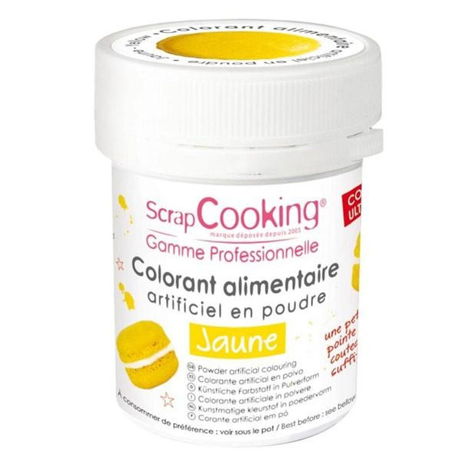 Colorant alimentaire en poudre 10 g - jaune Scrapcooking - www