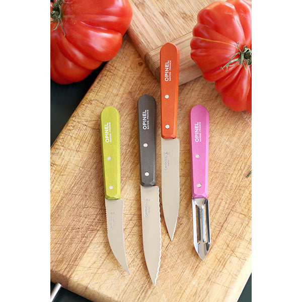 Couteau à légumes N°114 lame inox 7 cm coloris pomme Opinel 