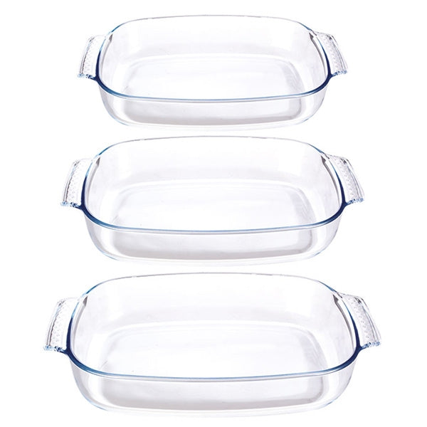 Set de 3 plats à four rectangulaires en verre borosilicate Mathon
