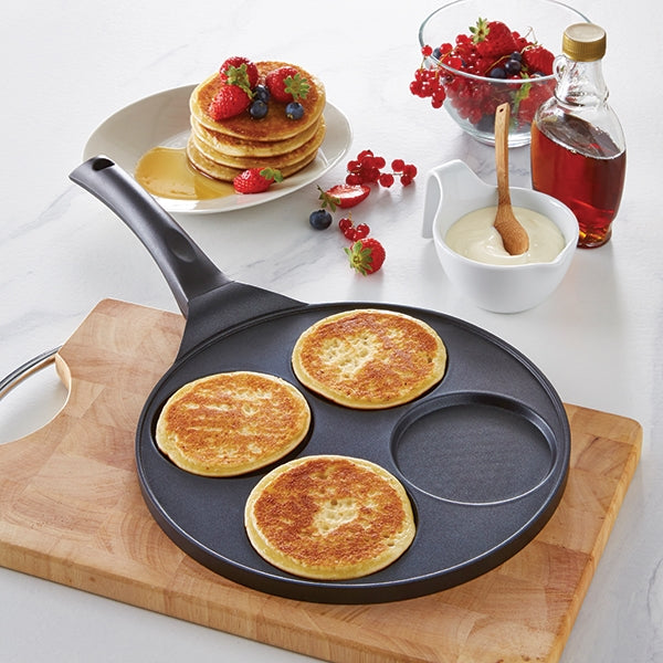 RANJIMA Poele a Pancakes Induction Poêle à 4 Emplacements,Poele Pancakes  Antiadhésive en Aluminium Poêle à Omelette pour Petit-déjeuner Oeuf Au Plat
