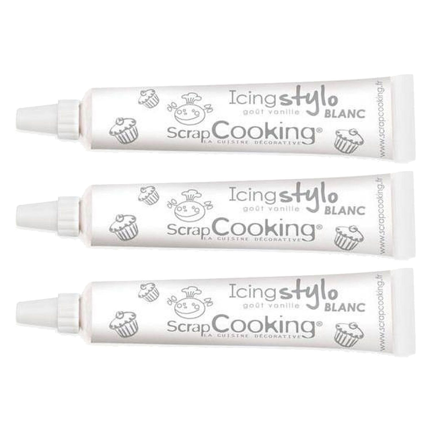 3 stylos de glaçage blanc goût vanille Scrapcooking 