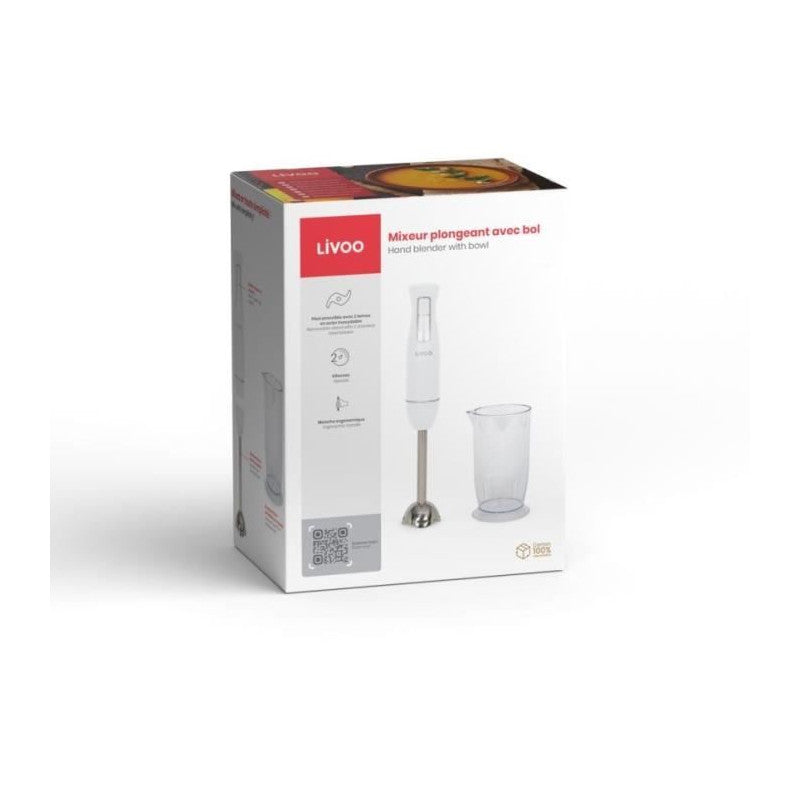 Mixeur Plongeant Avec Bol - Livoo - Dop245w - 400 W - 2 Vitesses - Blanc Livoo - Mathon - 2