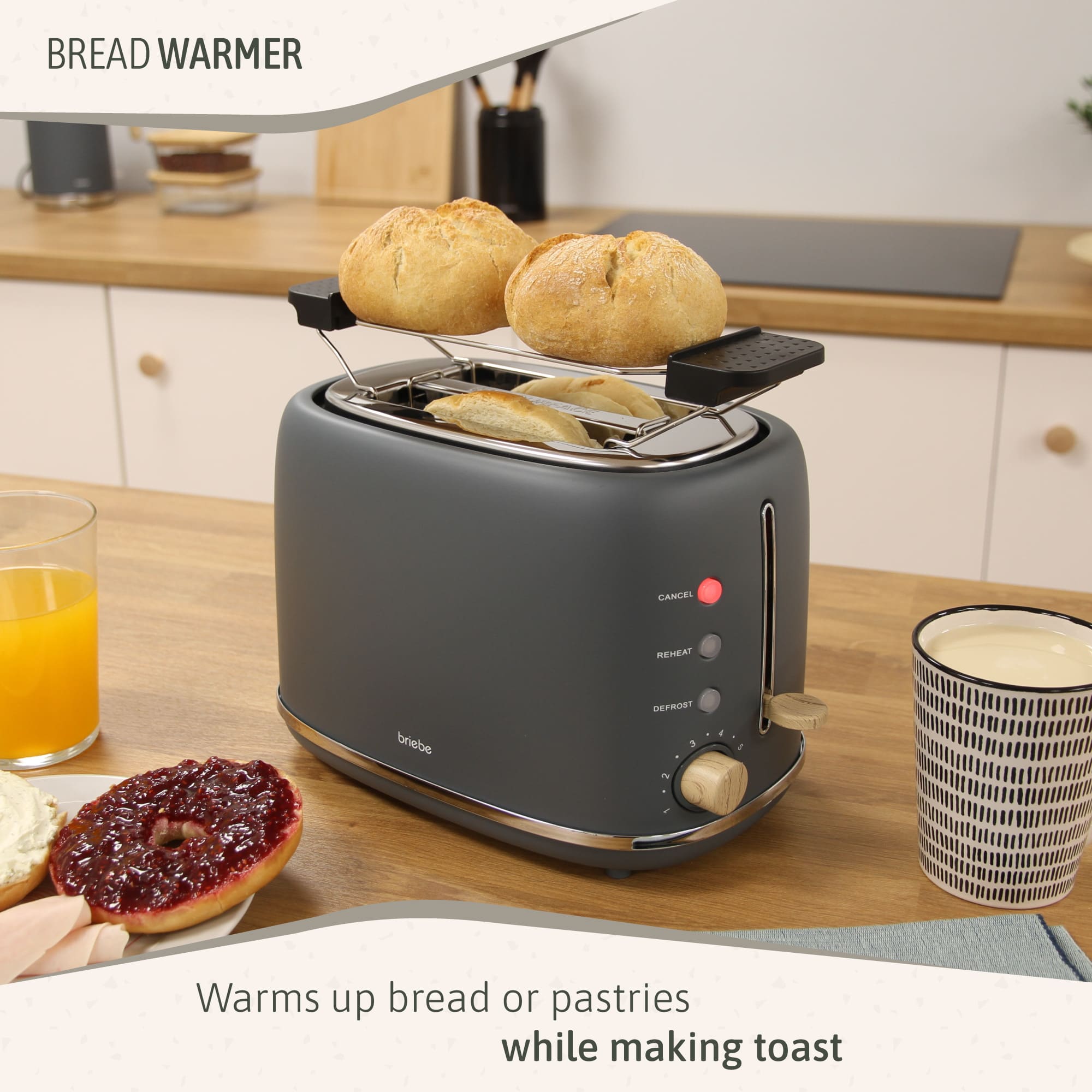 Nordic Ensemble Grille Pain 2 Fentes Larges, Bouilloire Sifflante Induction 2,3L 870 Gris SKT1177GRY - Mathon - 7