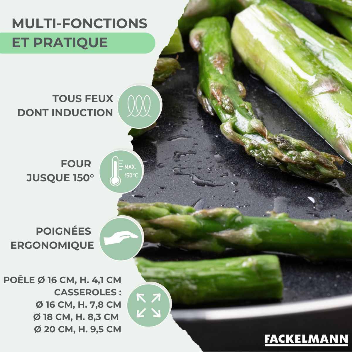Ensemble de 1 poêle de 16 cm et 3 casseroles 16, 18 et 20 cm  Brandao Fackelmann - Mathon - 3