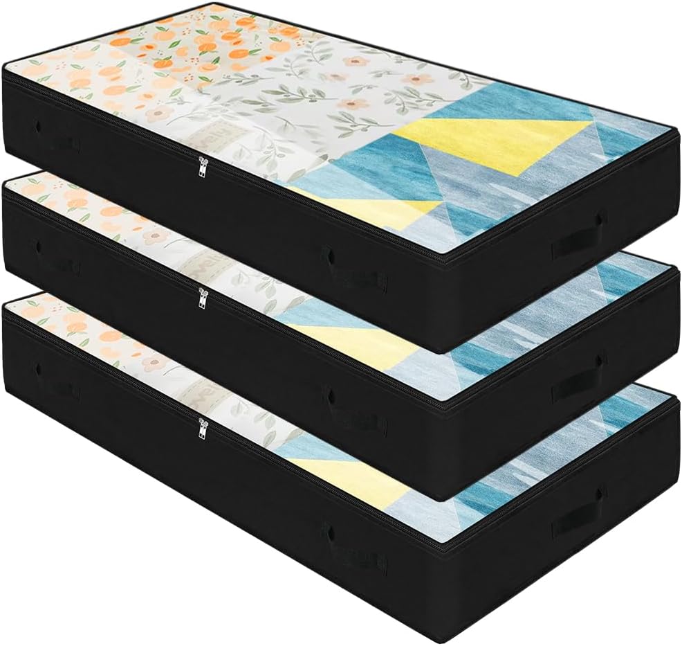 Set de 3 sacs de rangement pliables sous le lit Noir Vendos85 - Mathon