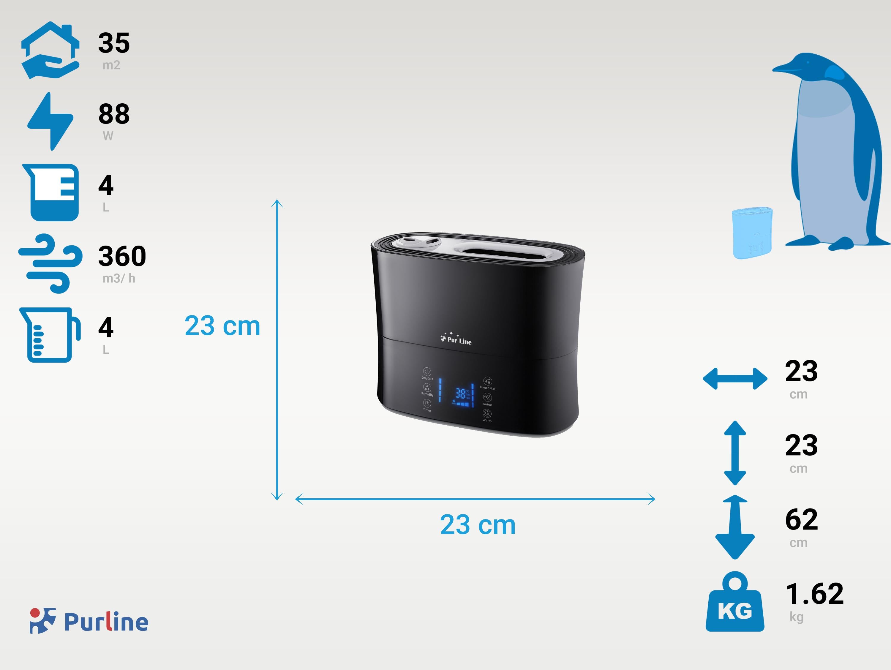 Humidificateur à ultrasons à vapeur chaude ou tiède pour 35 m² Purline - Mathon - 5
