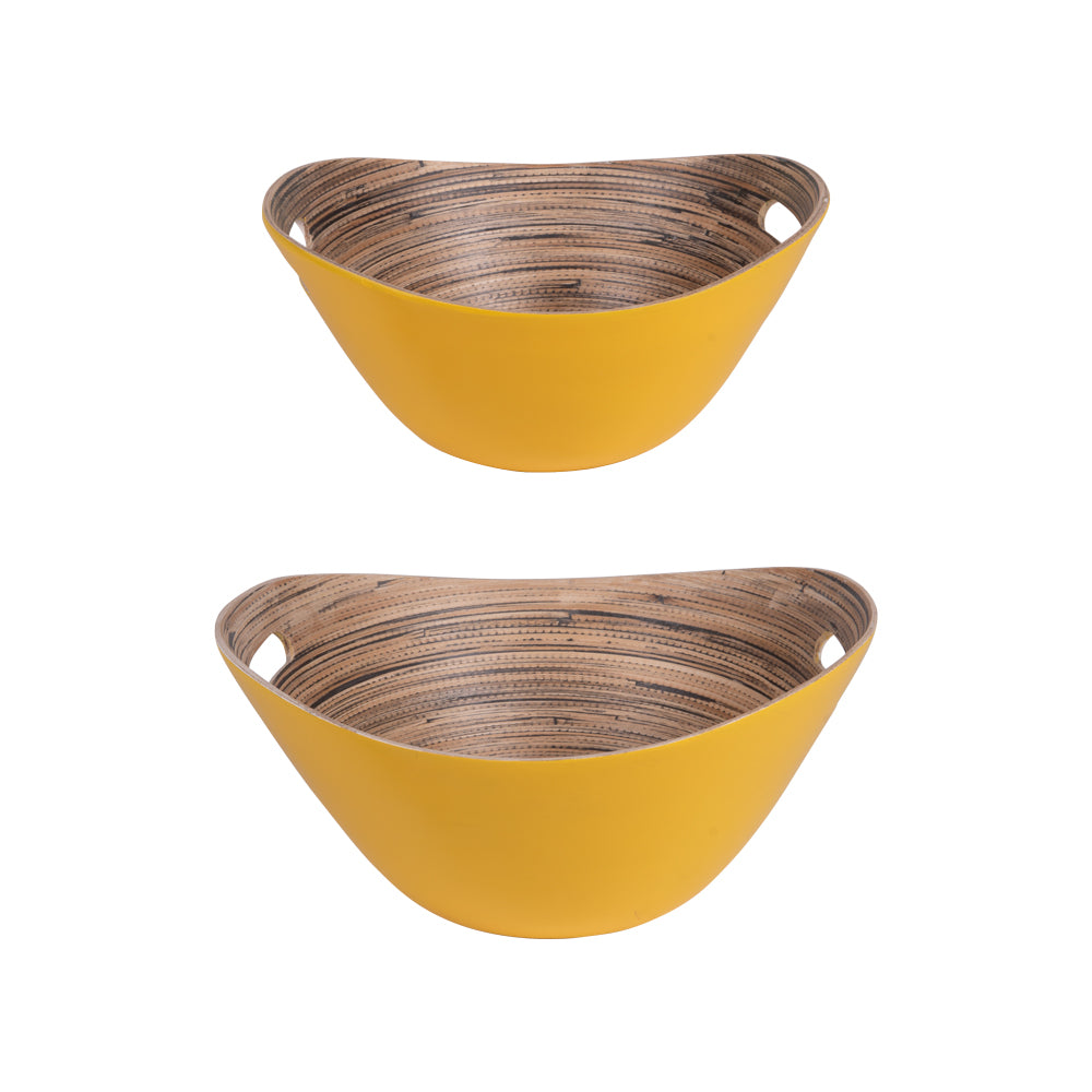Set de 2 saladiers Bambou jaunes 30 et 25 cm Table passion - Mathon