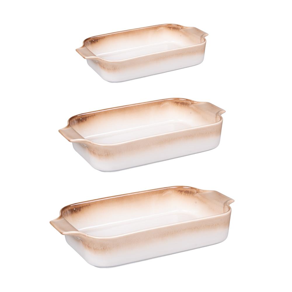 Set de 3 plats à four beige 24, 31 et 35 cm Table passion - Mathon - 1