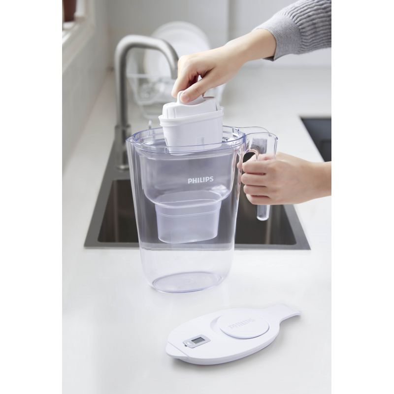 Carafe filtrante 2,6 L blanche avec 1 filtre en Microfiltration et digital timer  Philips PHAWP2933WHT/24 Philips - Mathon - 2