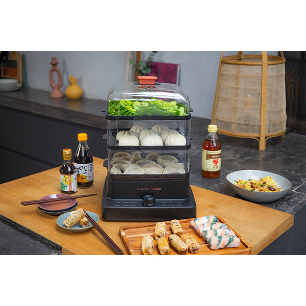 Cuiseur vapeur noir 12L 1200W DOC300 Livoo - Mathon - 5