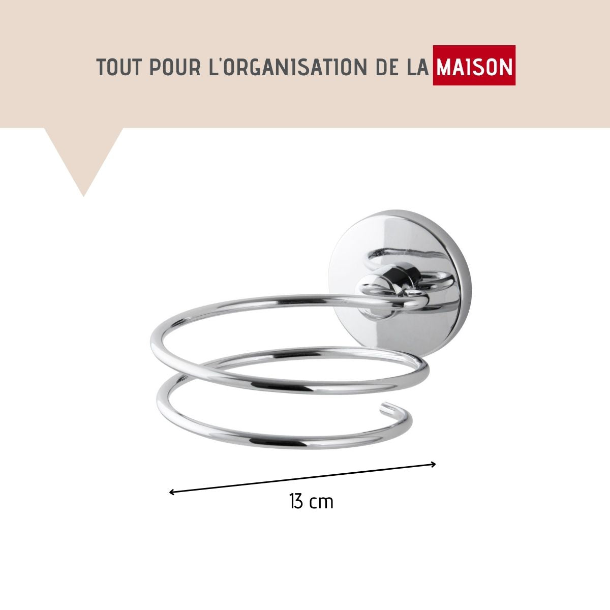 Support sèche cheveux en zinc chromé  Vision Fackelmann - Mathon - 3