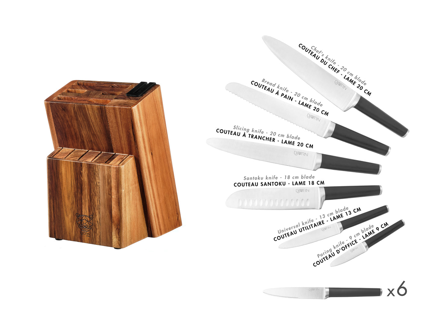 Lot de 14 couteaux de cuisine en inox noir D Björn - Mathon - 3