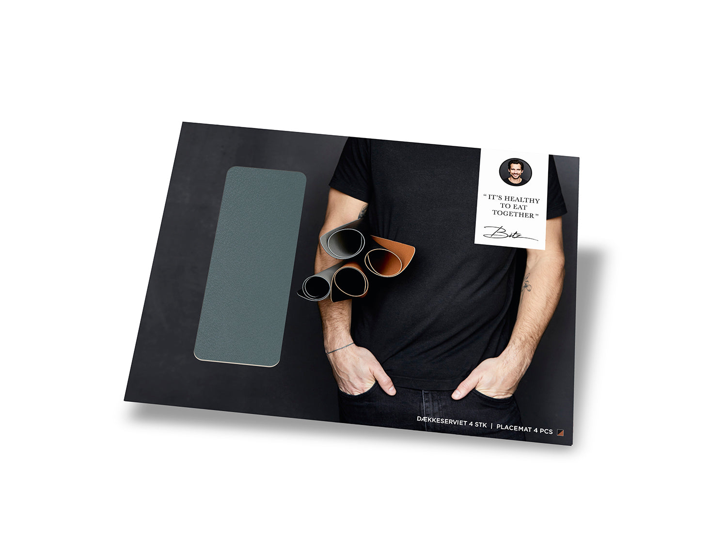 Lot de 4 sets de table  en pvc Vert sapin/Marron foncé Bitz - Mathon - 2