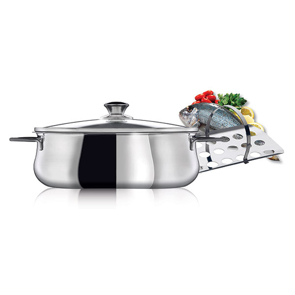 Faitout ovale Superchef 30 cm avec couvercle en verre et grille Inoxriv - Mathon - 4