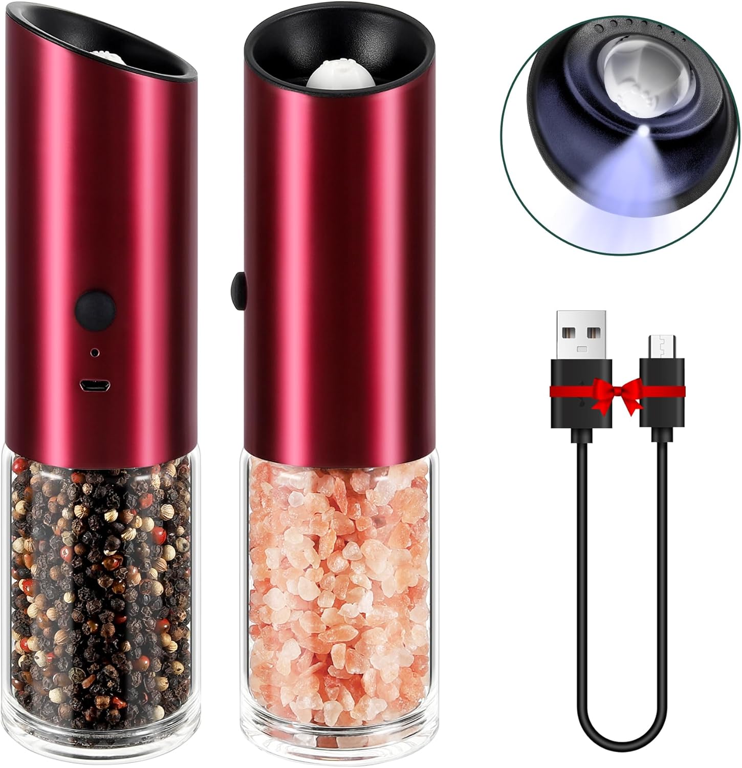 Lot de 2 Moulins à Poivre et Sel électriques Rechargeables USB Vendos85 - Mathon