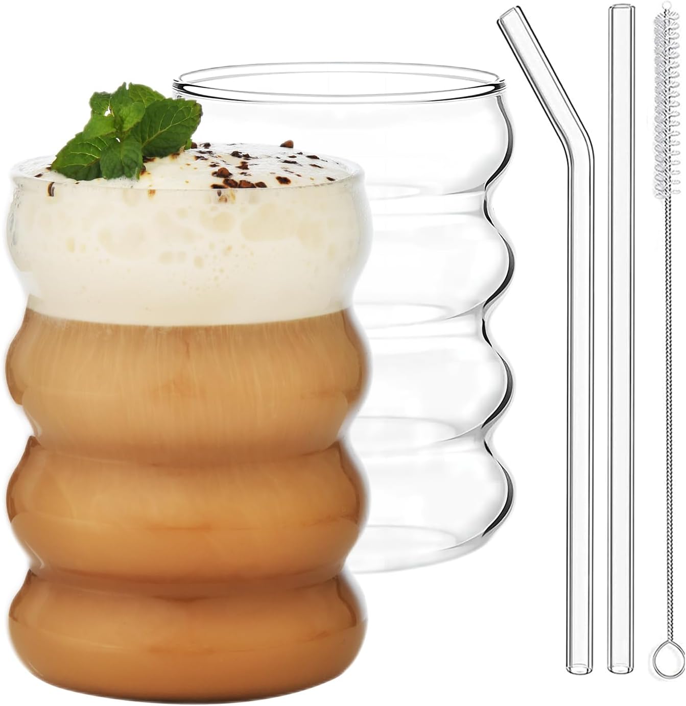 Lot de 2 Gobelets en Verre Ondulé avec Pailles Vendos85 - Mathon