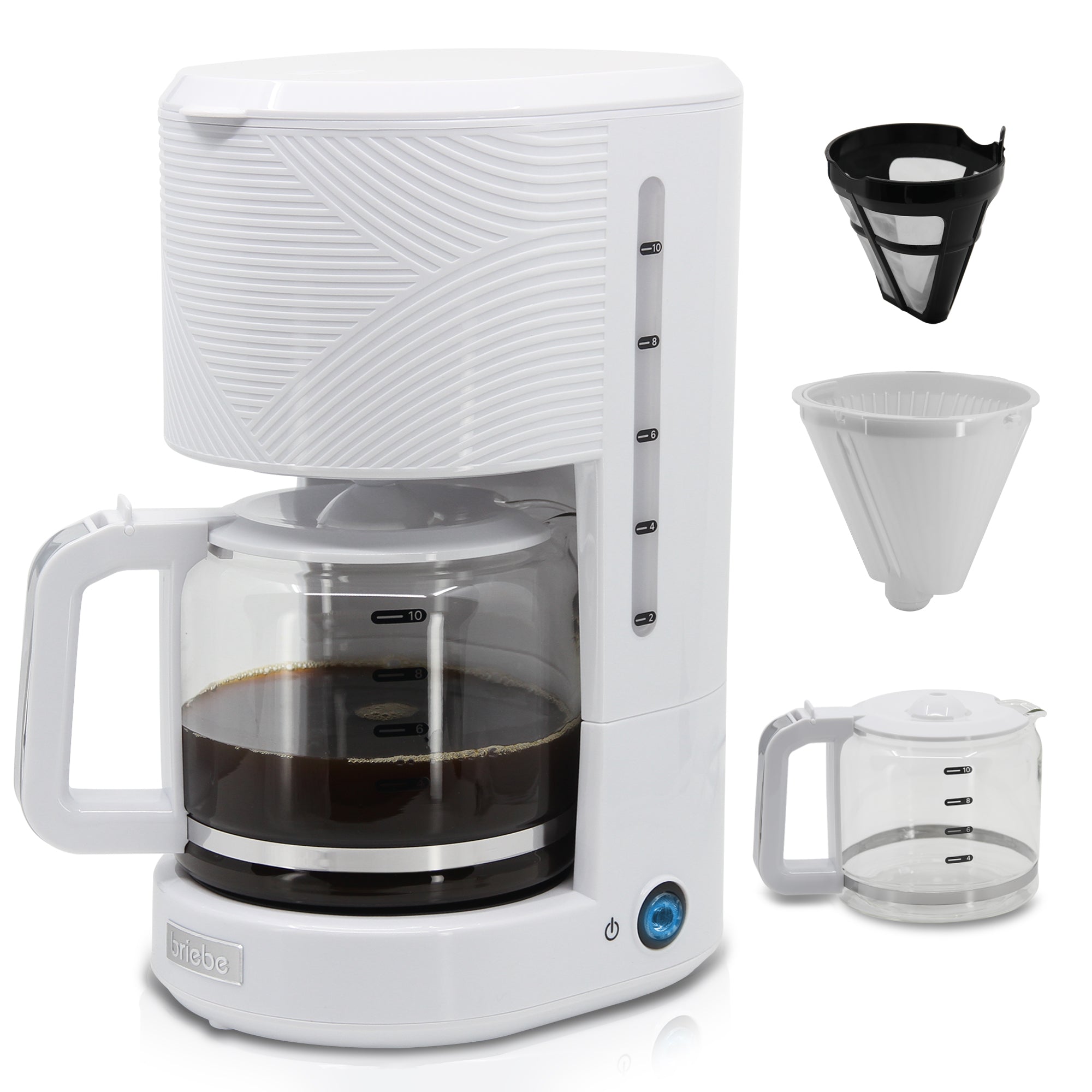 Elegance Cafetière Filtre 10 Tasses Machine à Café, Filtre Réutilisable 1,25L 1000 Blanc CM1171WHT - Mathon - 8