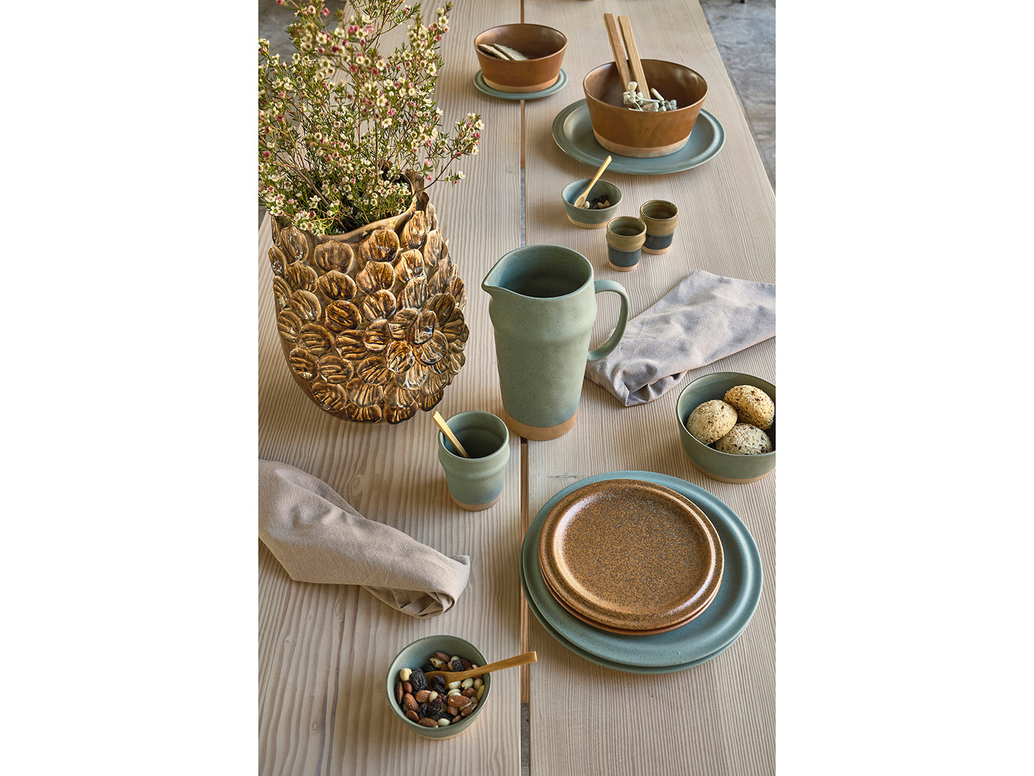 Set de 2 assiettes plates EVIG en porcelaine Vert Villa Collection - Mathon - 2