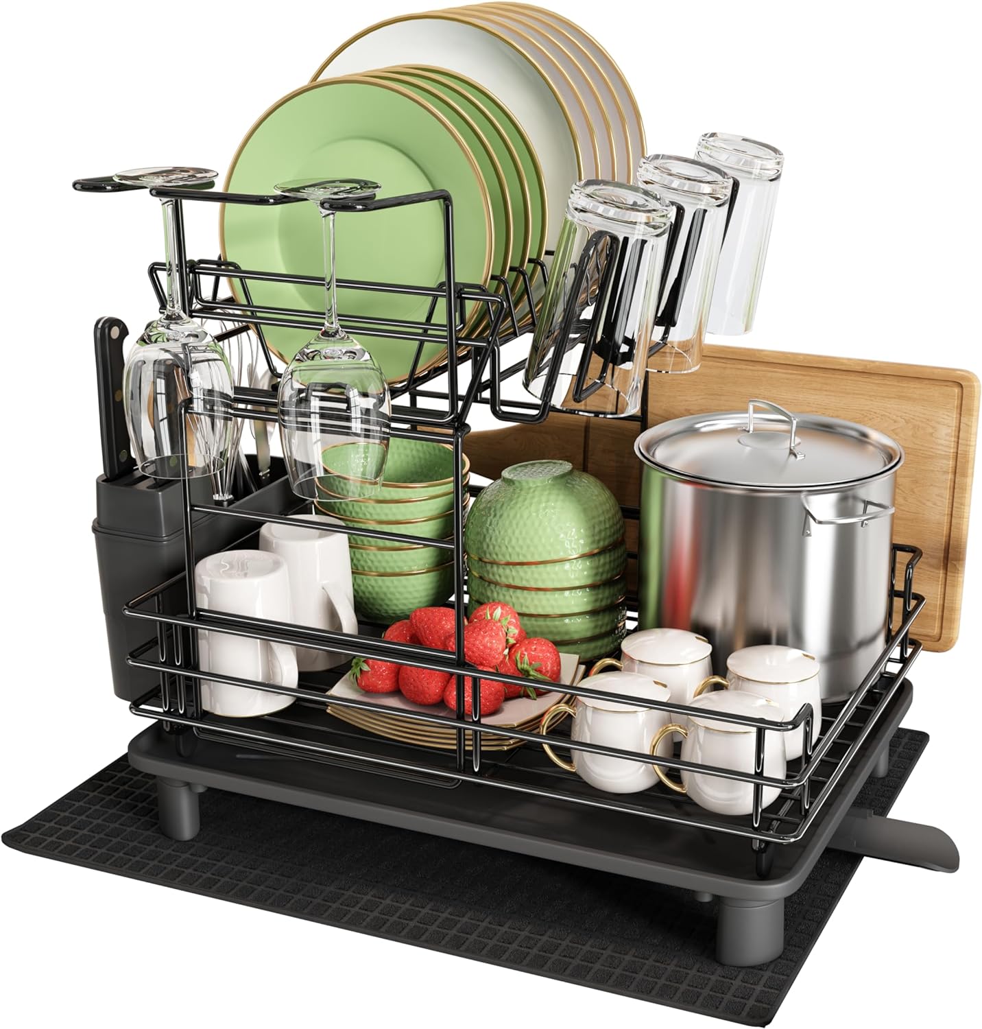 Egoutoire Vaisselle avec Porte-Ustensiles et Porte-Verres à Vin Vendos85 - Mathon