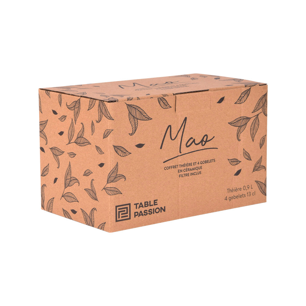 Coffret théière 0,9L avec 4 gobelets Mao miel Table passion - Mathon - 2