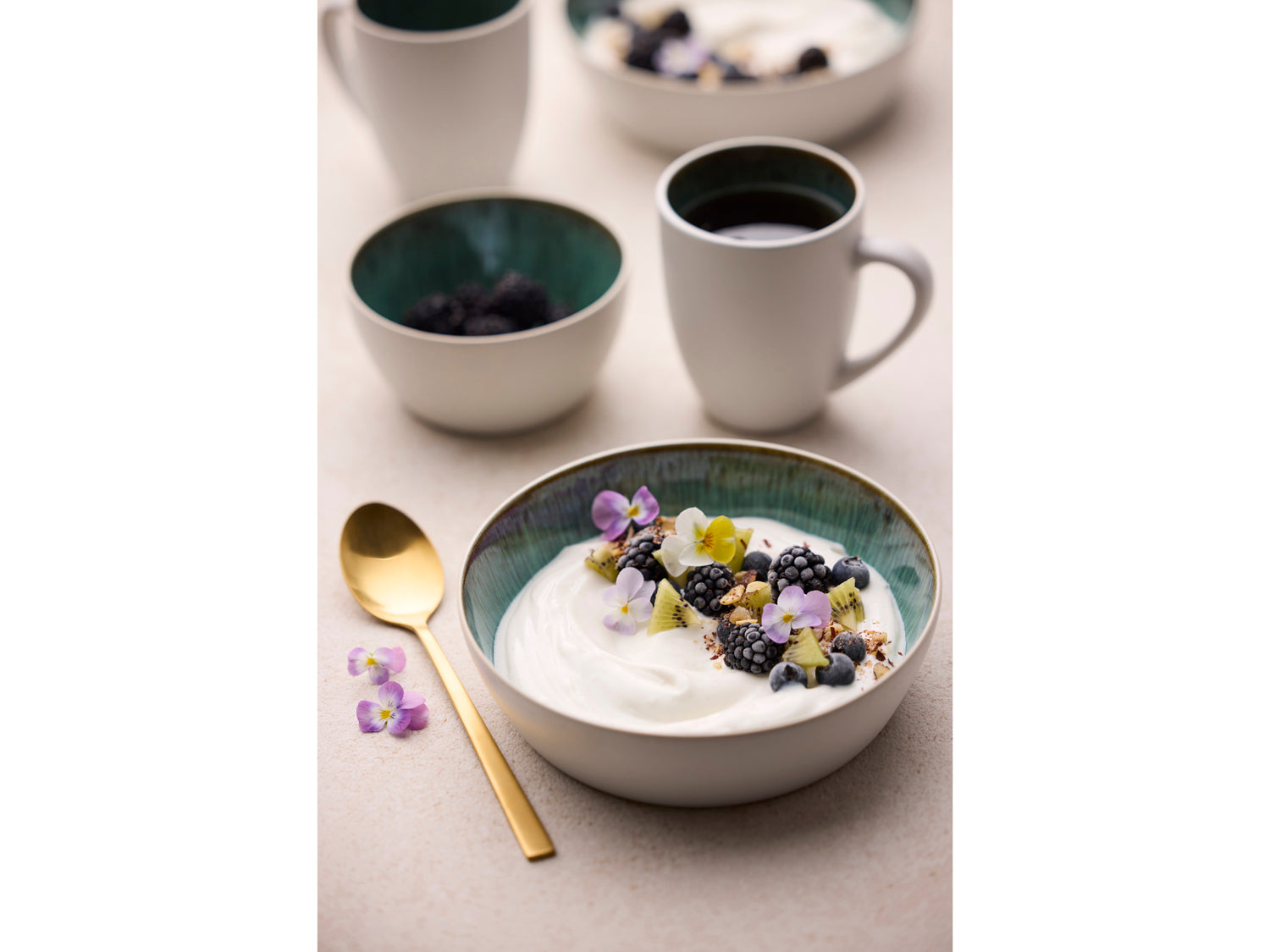 Mug Gastro en Grès Blanc/Vert Bitz - Mathon - 6