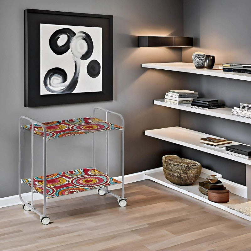 Desserte pliante 2 niveaux avec roulettes – structure gris aluminium, bauhaus Don Hierro - Mathon - 3