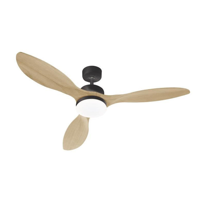 Oklahoma Noir & Bois - Ventilateur De Plafond ø137cm 100w + éclairage Led Farelek - Mathon