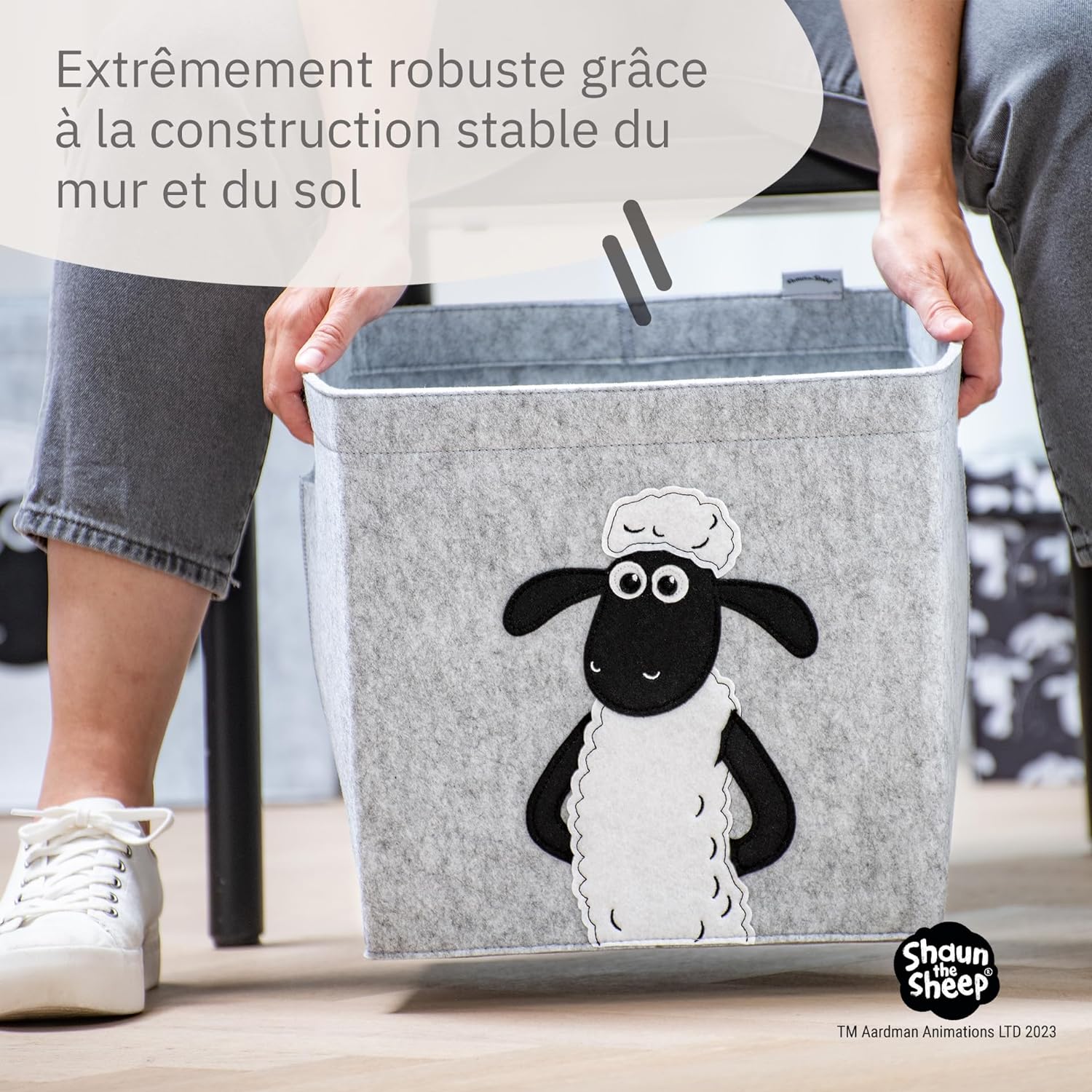 Boîte de rangement en feutre compatible Kallax Lifeney Shaun le mouton Fackelmann - Mathon - 7