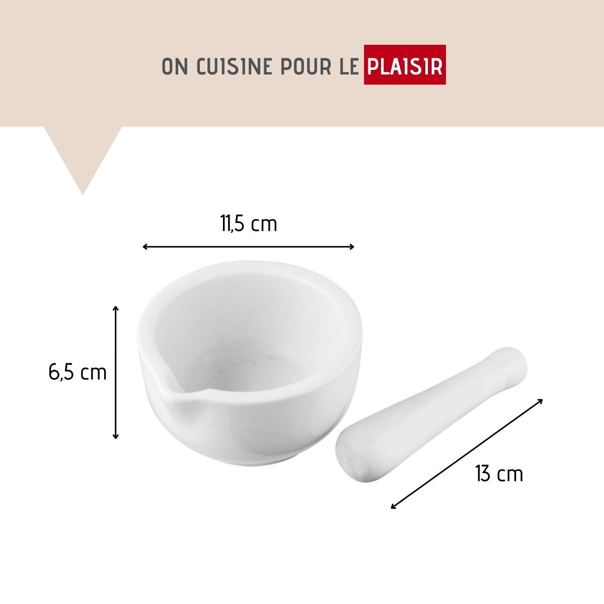 Mortier de cuisine avec pilon en porcelaine  Basic Fackelmann - Mathon - 3