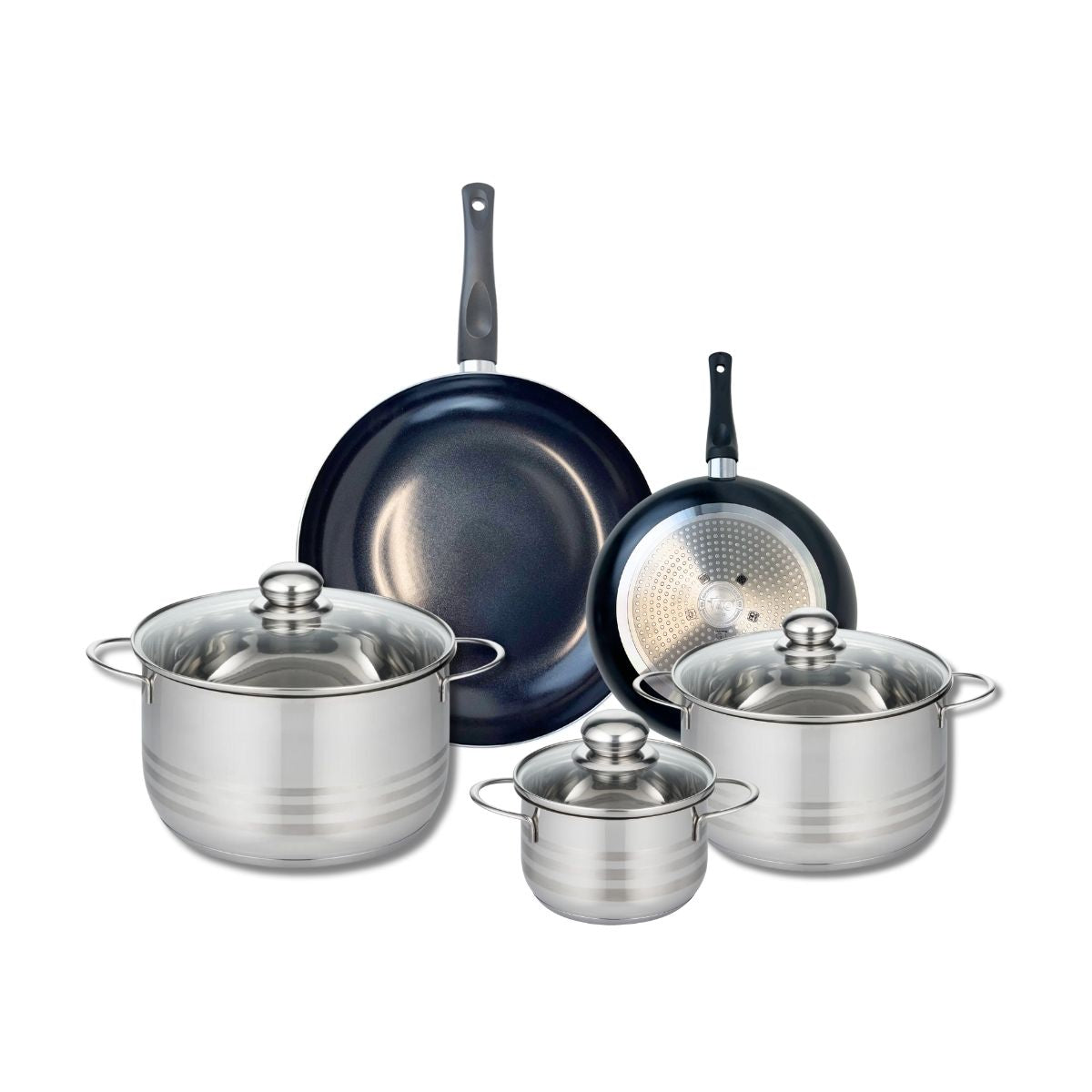 Ensemble de 2 Poêles de cuisson 20 et 28 cm et 3 faitouts 14, 20 et 24 cm  Prima Brillant Elo - Mathon - 1