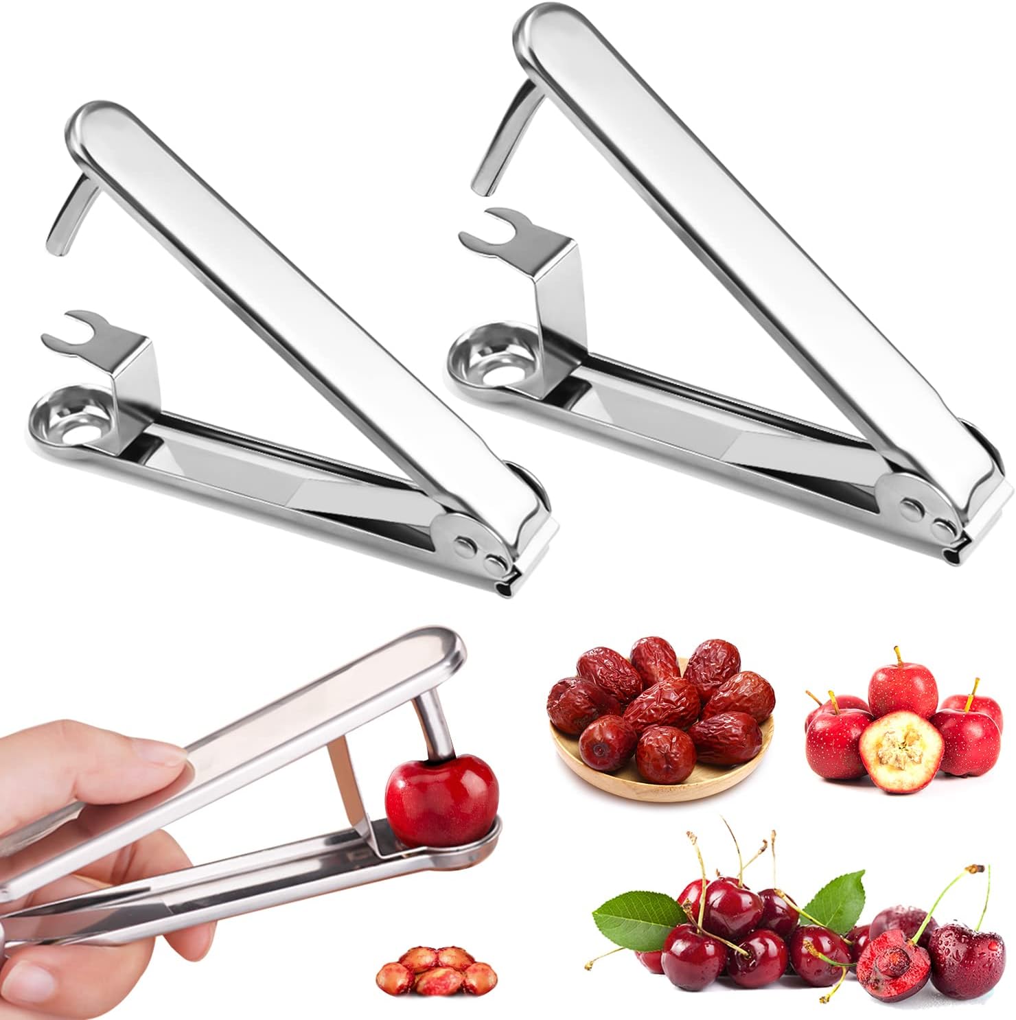 2 Dénoyauteur à Cerise pour Enlever les Olives, les Cerises, les Dattes Rouges Vendos85 - Mathon