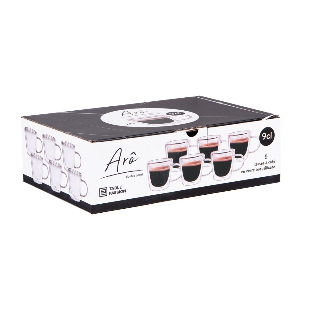 Set de 6 tasses à café 9 cl Arô double paroi en verre borosilicate Table passion - Mathon - 2