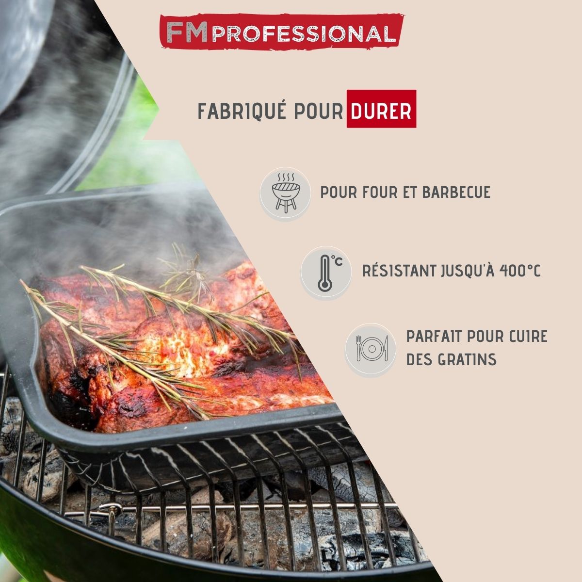 Plat à four en acier émaillé 40 x 34 cm  Barbecue FM Professional - Mathon - 9