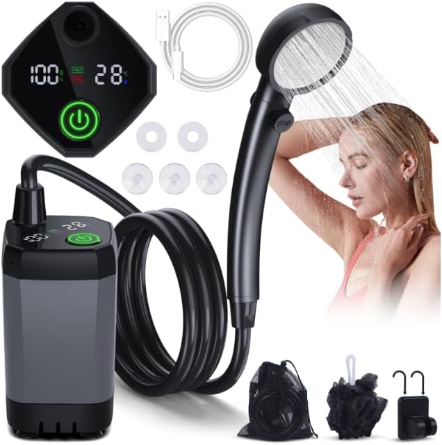 Douche portable camping 4 modes 6000mAh sans chauffage Vendos85 - Mathon