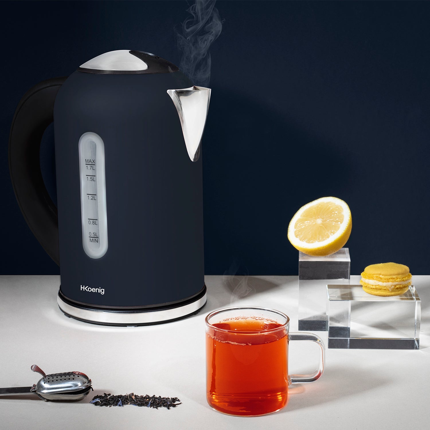 Bouilloire Programmable - Hkoenig - Boe56 - 1,7l - 2200 W - Température Réglable - Ecran Lcd - Bleu Nuit Mat Et Acier Inoxydab Hkoenig - Mathon - 6