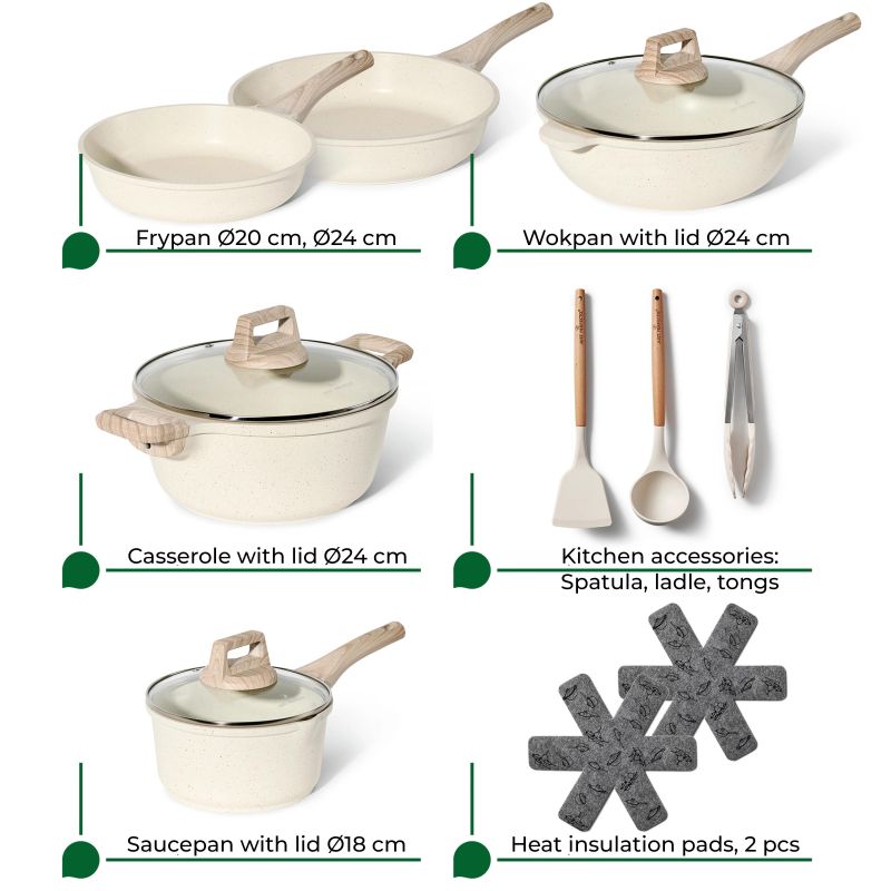 Batterie de cuisine 13 pièces Antiadhésif en Granit beige Just perfecto JL-31 Just Perfecto - Mathon - 2