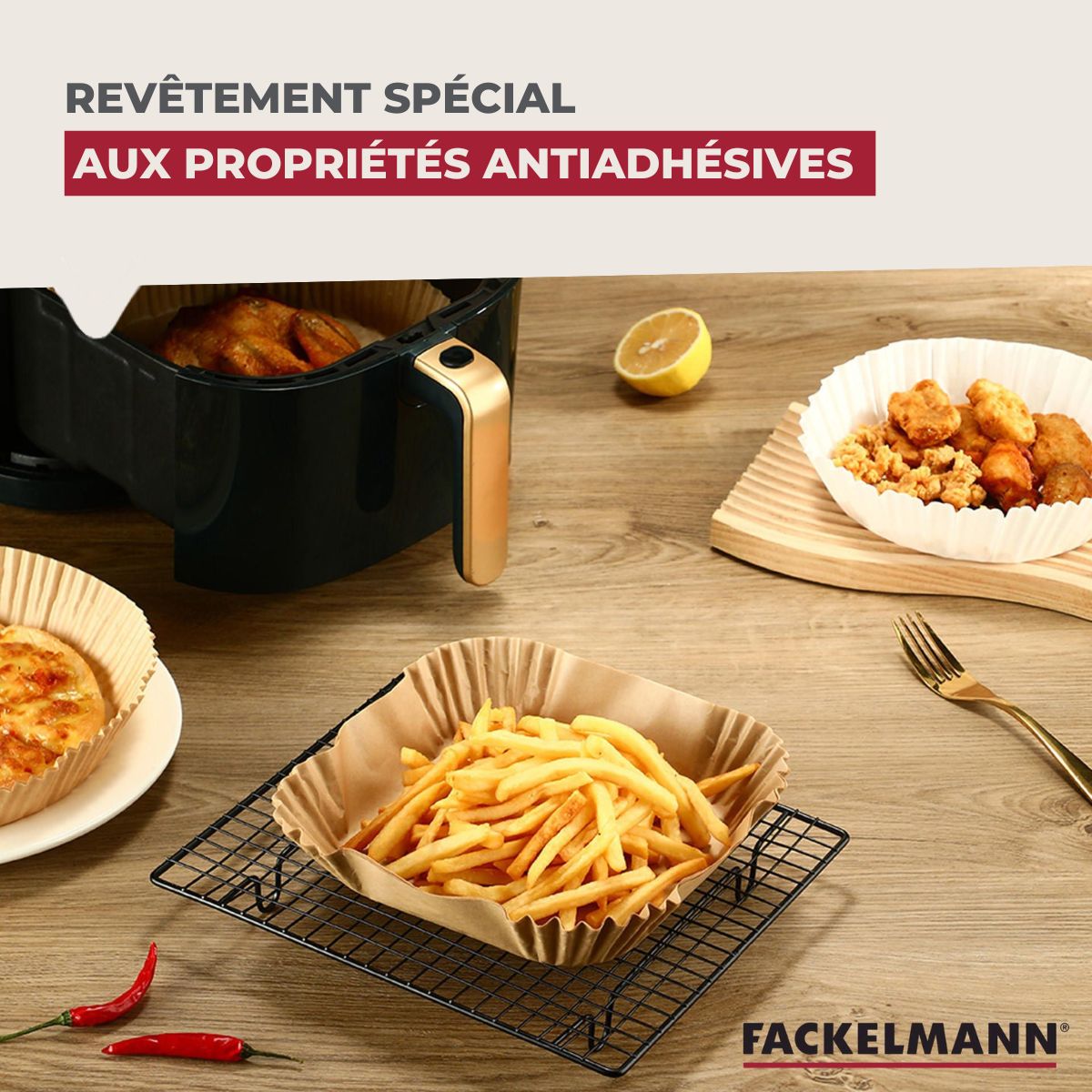 Lot de 300 Moules en papier air fryer ronds 16 cm Fackelmann - Mathon - 6