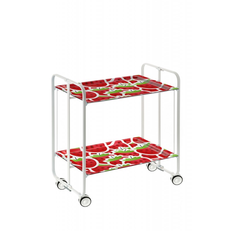 Desserte pliante 2 niveaux avec roulettes – structure blanche, bauhaus Don Hierro - Mathon - 1