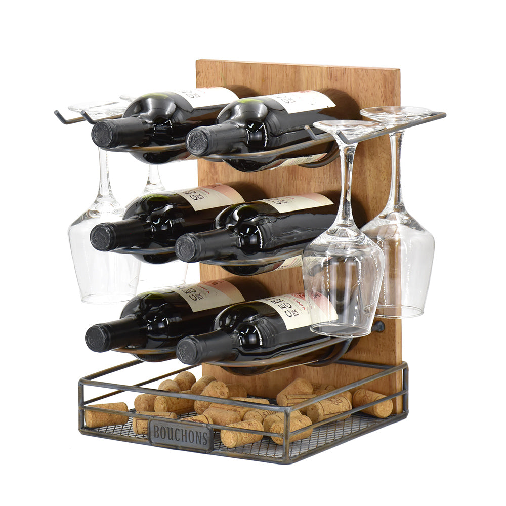 Rangement 6 bouteilles avec support pour verres Table passion - Mathon - 1