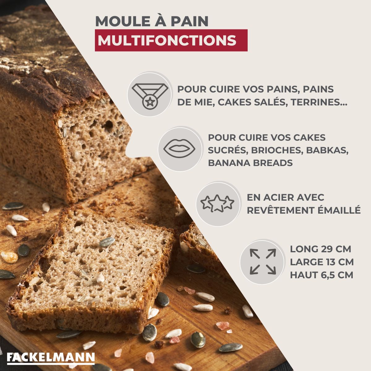 Moule à pain et à cake émaillé 29 cm Fackelmann - Mathon - 3