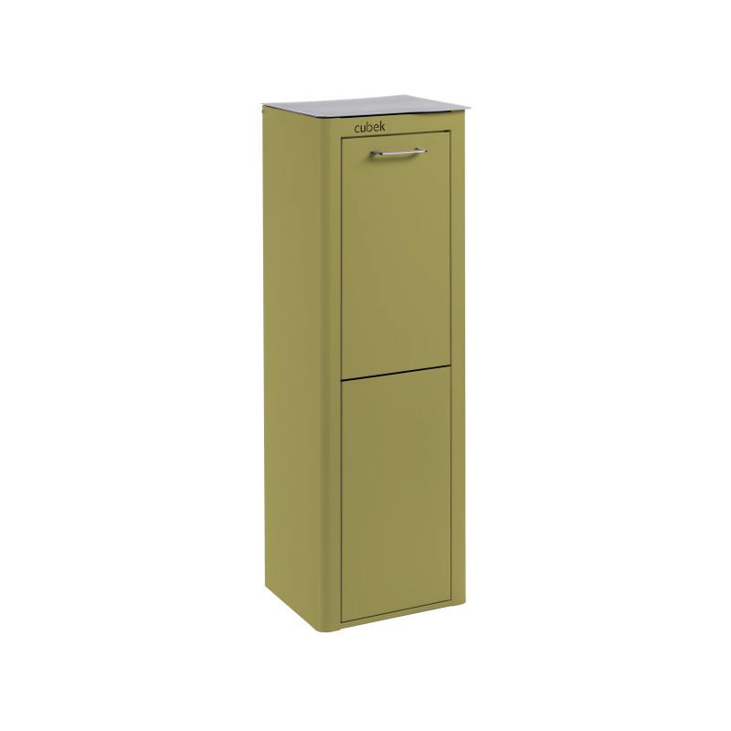 Poubelle cuisine de tri sélectif CUBEK, 2 compartiments de 20 litres, Vert olive Don Hierro - Mathon - 1